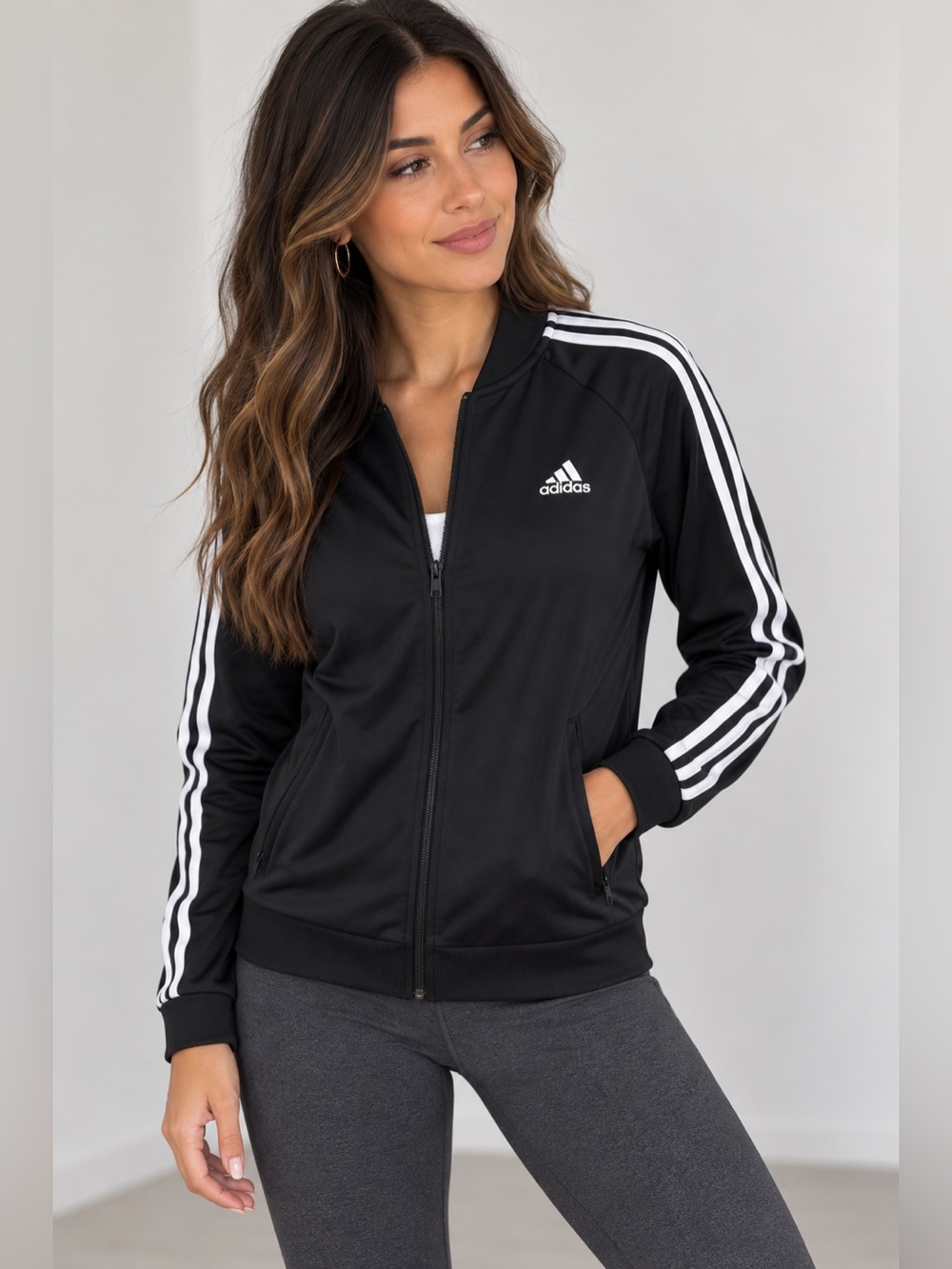 ✨Adidas Dazzle Tricot 3-Stripes Track Jacket Black White M✨